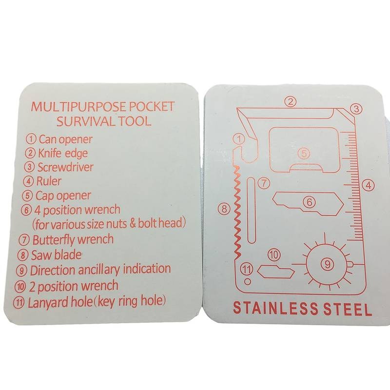 Credit Card Multitool | 11 Funksjoner i rustfritt stål - Friluftsliv