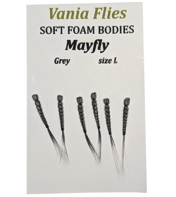 Vania Mayfly Grey -  Soft foam bodies Fluebindemateriell