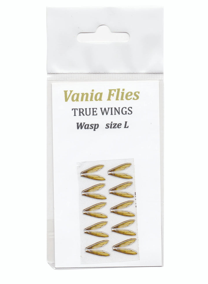 Realistiske Vingepar til Fluebinding: Vania True Wings Wasp  Oppgrader fluebindingen din med de naturtro Vania True Wings Wasp.