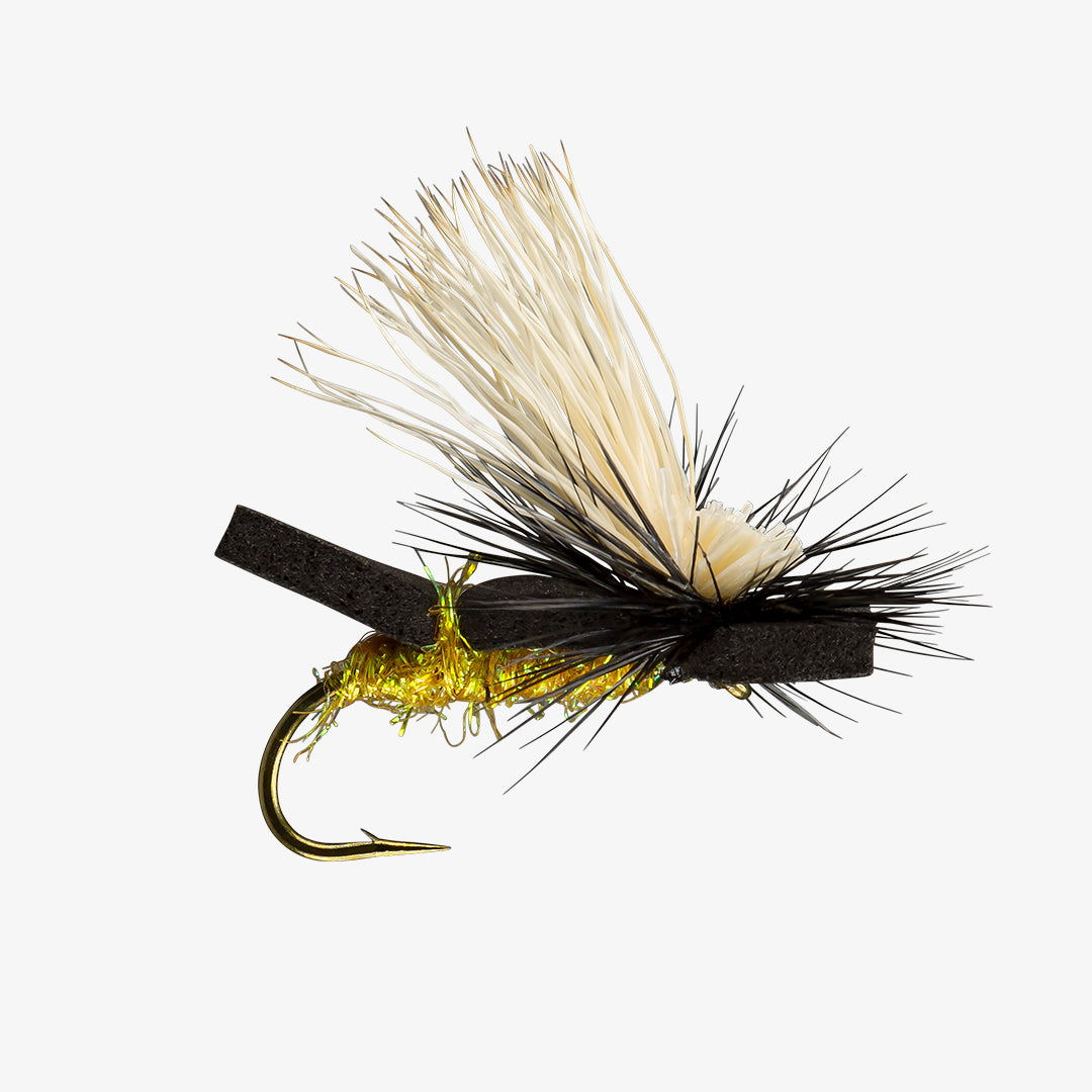 Foam Skater Fly Sparkle Yellow | Trout-O-File - Flue.no - Fiskefluer