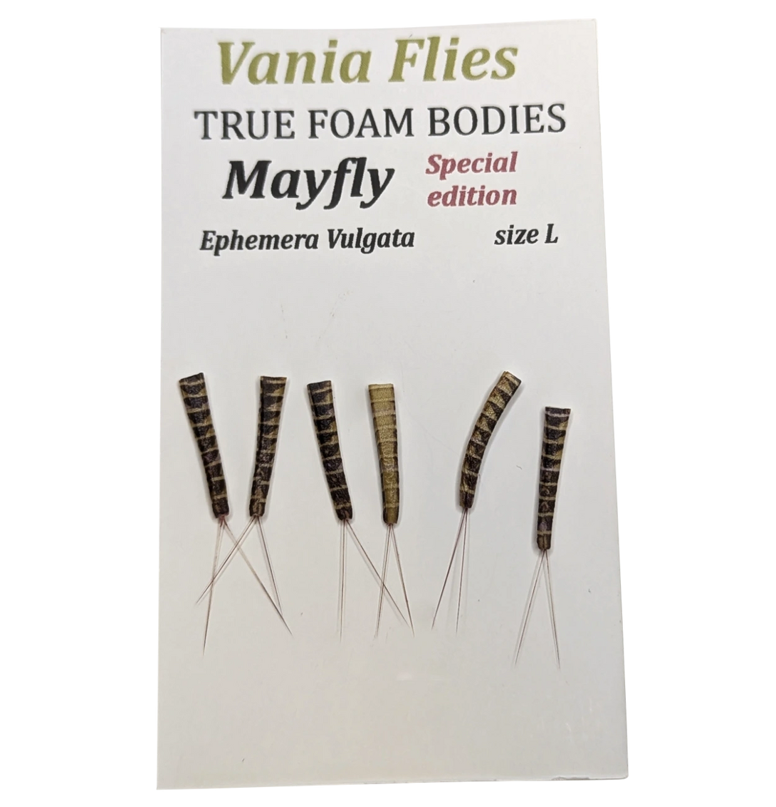 Vania Ephemera Vulgata mayfly - true foam bodies - Fluebindemateriell - Flue.no - Fluebindemateriell